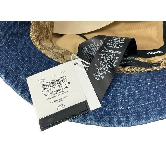 Coach Womens M/L 100% Cotton New York Denim Blue Bucket Hat NWT MSRP $128 - Picture 8 of 10